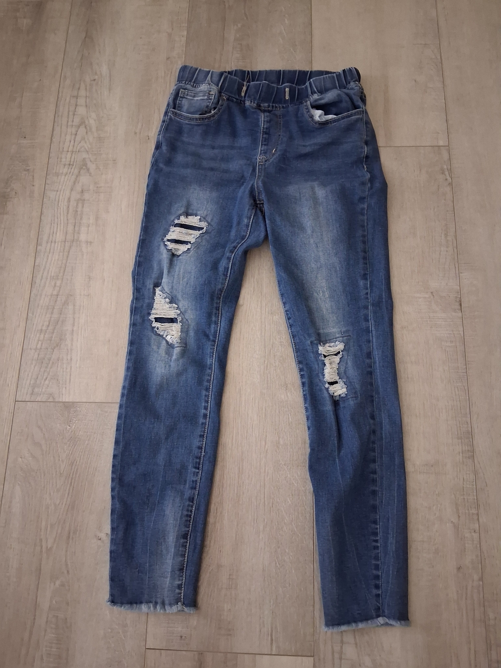 YMI Women's Straight Leg Distressed Blue Jeans